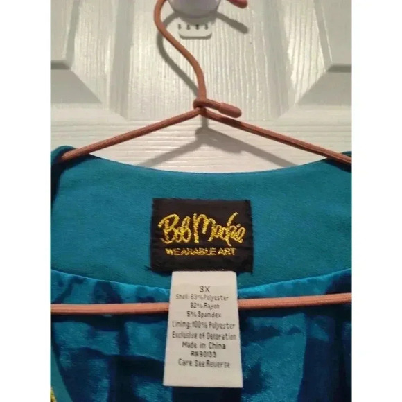 Bob Mackie Vintage Gold Embroidered Fleur-de-Lis Jacket Size 3X‎ Teal Beautiful - Picture 4 of 9